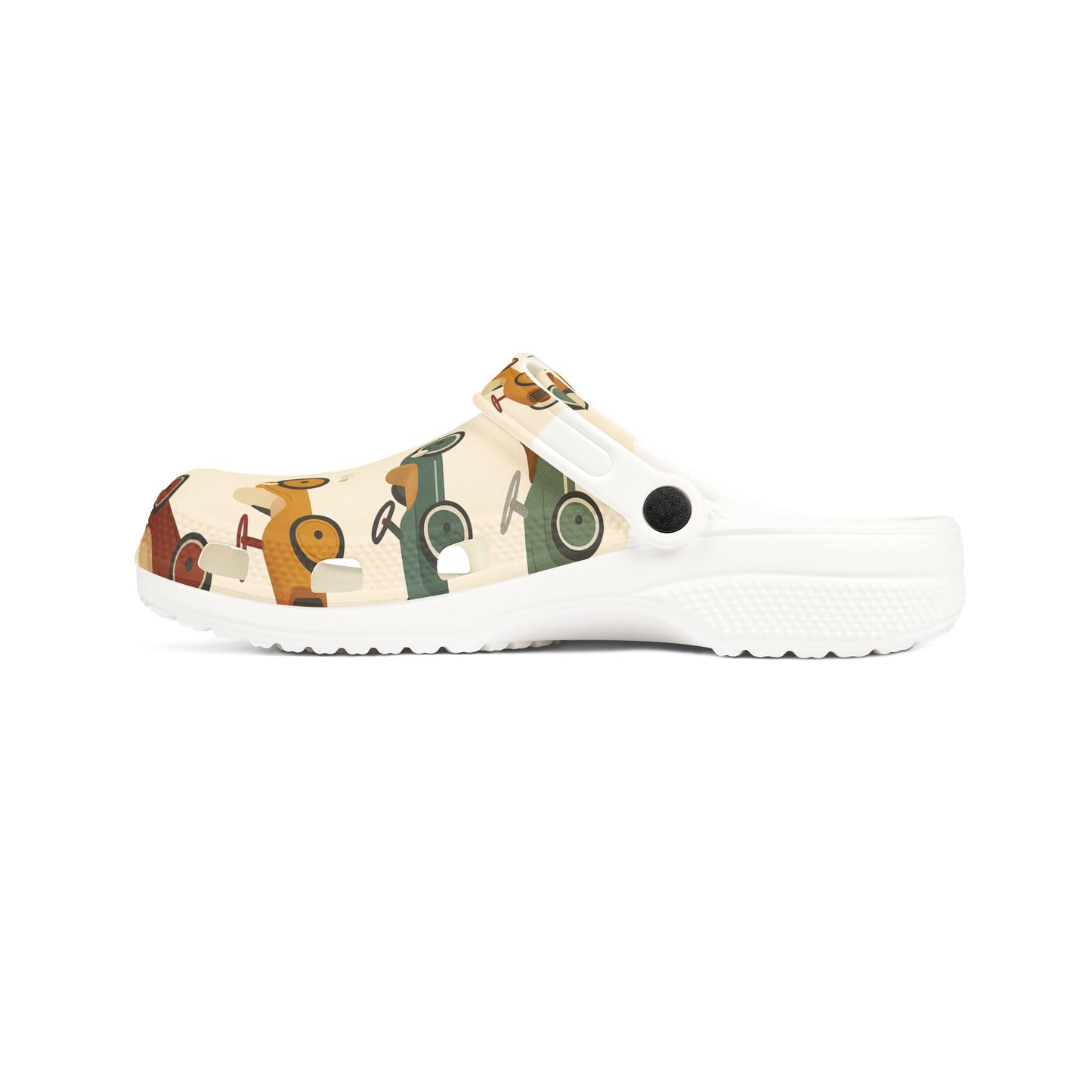 Playful Car Print EVA Foam Rubber Shoes for Kids, Fun Garden Clogs, Summer Footwear, Birthday Gift, Unique Play Shoes