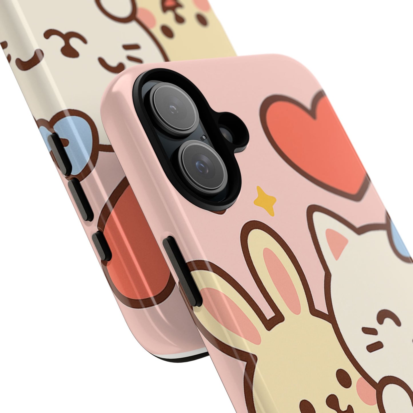 Cute Animal Phone Case -Tough Cases with Bunny and Cat Design, Kawaii Gift for Kids, Birthday, Everyday Use, Phone Accessories, teenage girl