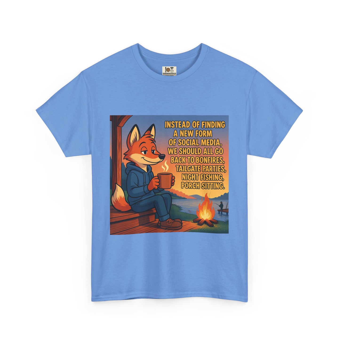Cozy Campfire Fox Tee, Relaxing T-Shirt for Nature Lovers, Outdoor Adventure Shirt, Fox Lover Gift, Casual Cozy Wear