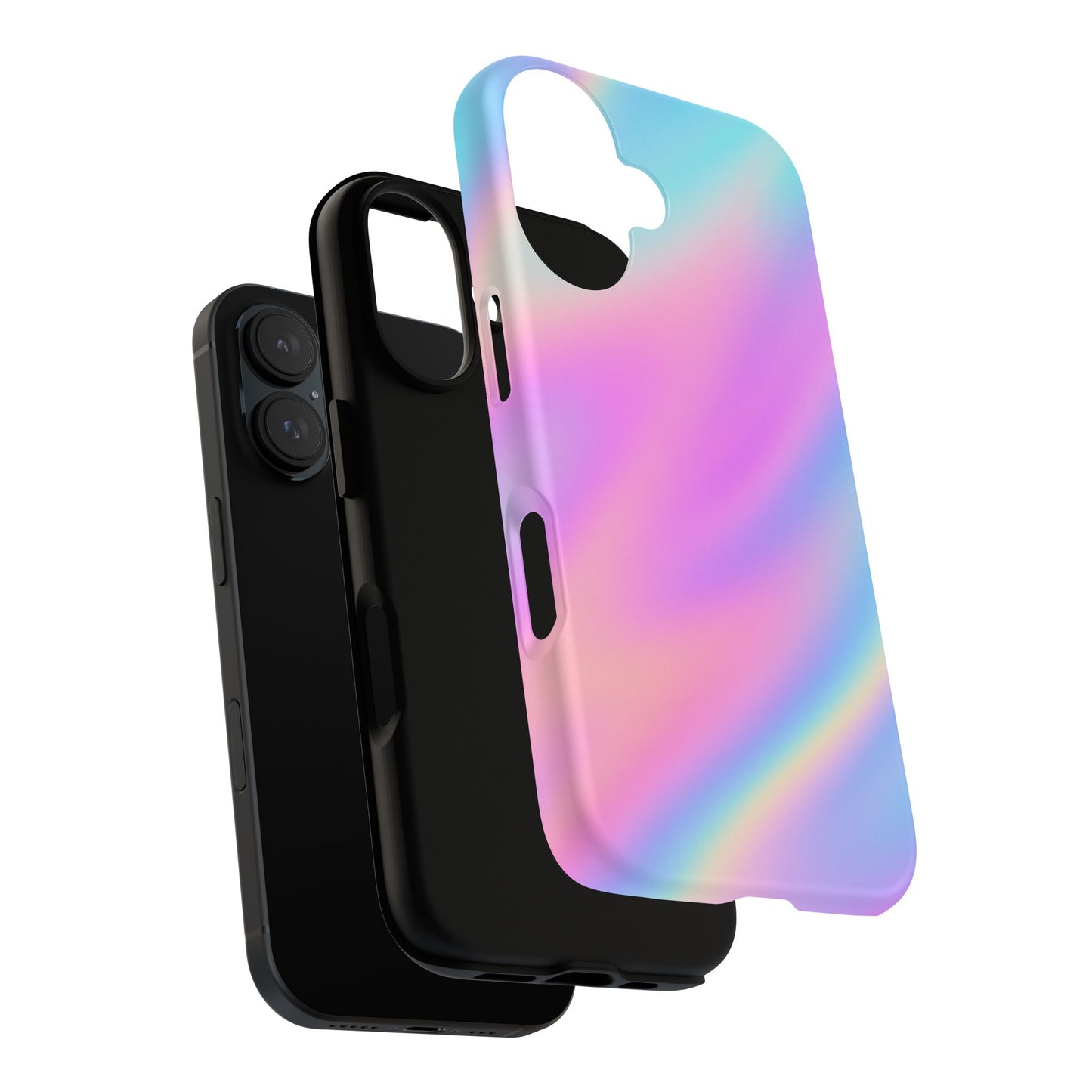 Colorful Holographic Phone Case, Tough Cases for iPhone, Trendy Phone Cover, Unique Gift for Her, Pastel Phone Accessory