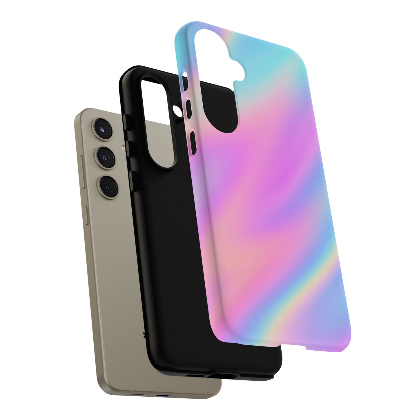 Colorful Holographic Phone Case, Tough Cases for iPhone, Trendy Phone Cover, Unique Gift for Her, Pastel Phone Accessory