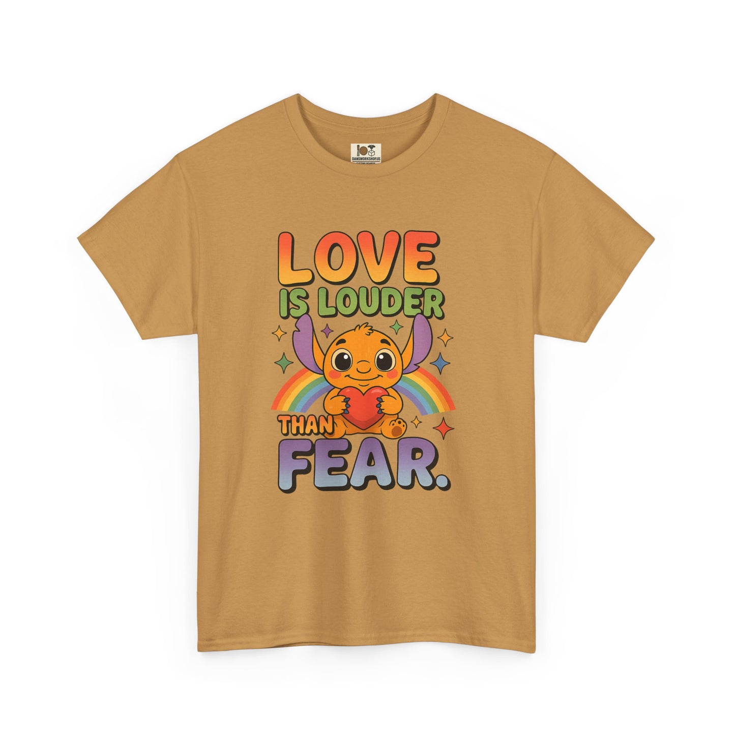 Love is Louder Unisex Heavy Cotton Tee, Positive Vibes Shirt, Pride Apparel, Gift for Friends, Fearless Fashion, Rainbow Graphic Tee