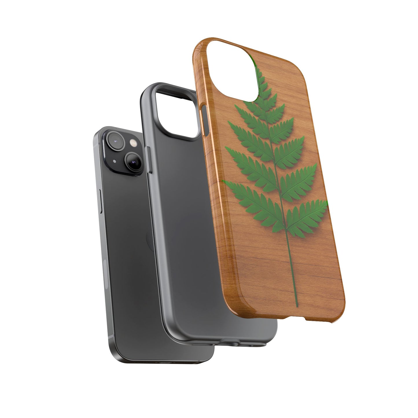 Wooden Fern Phone Case - Eco-Friendly Tough Cases for Nature Lovers, Unique Gift, Customizable Design, Nature-Themed Accessories