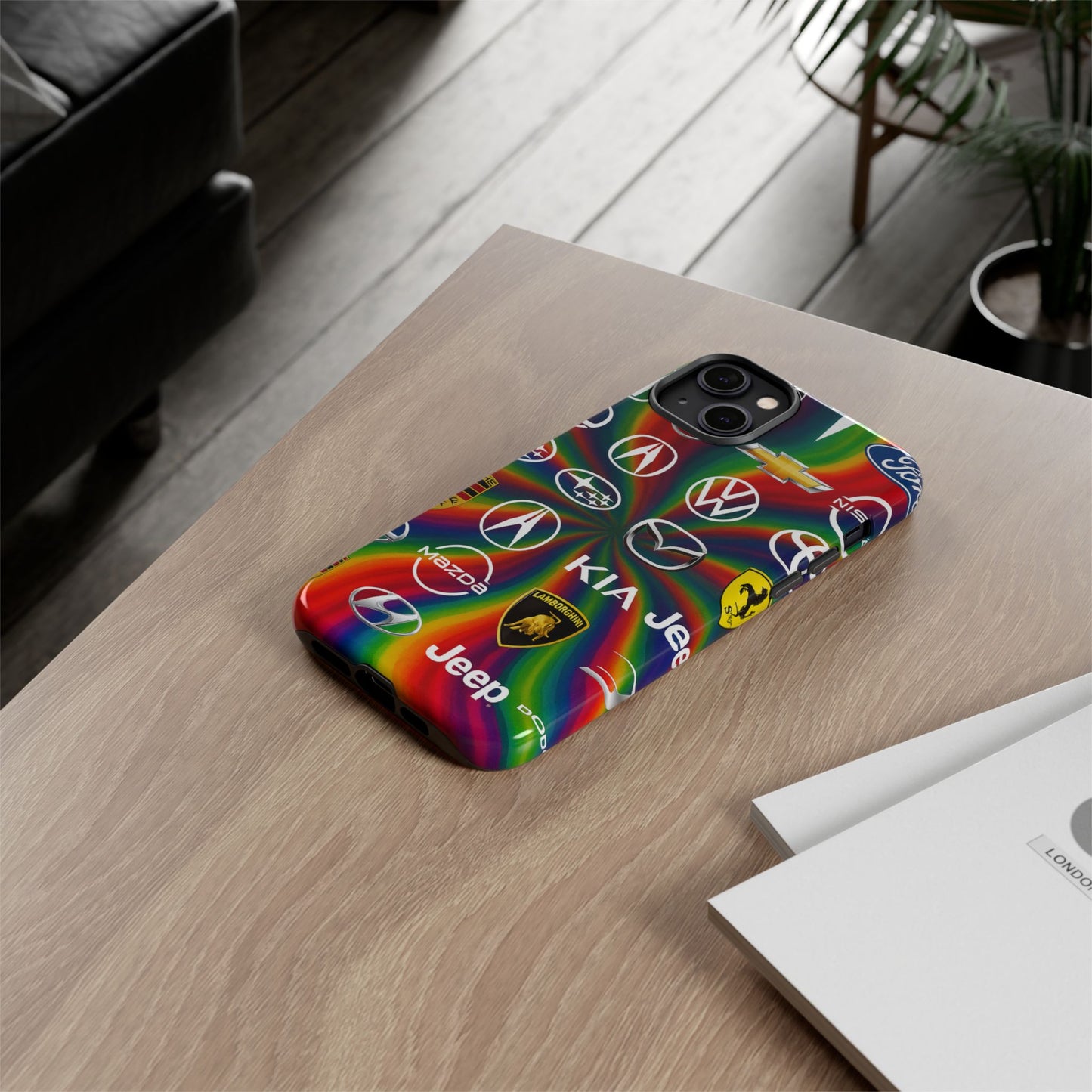 Colorful Car Logos Phone Case - Vibrant Tough Cases for Auto Enthusiasts, Unique Gift for Birthdays, Car Events, and Holidays