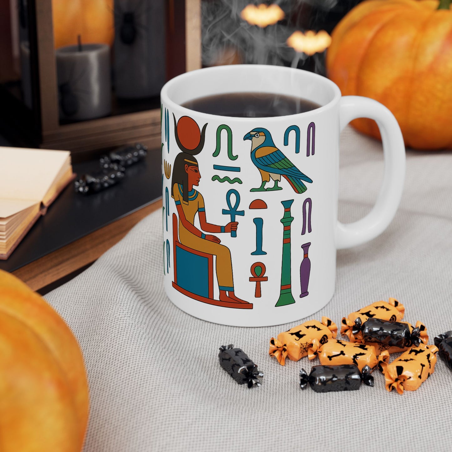 Egyptian-Inspired Ceramic Mug, Perfect Gift for Tea Lovers, Unique Kitchen Decor, Ideal for Birthdays, Special Occasions, Collectibles, Egyptian