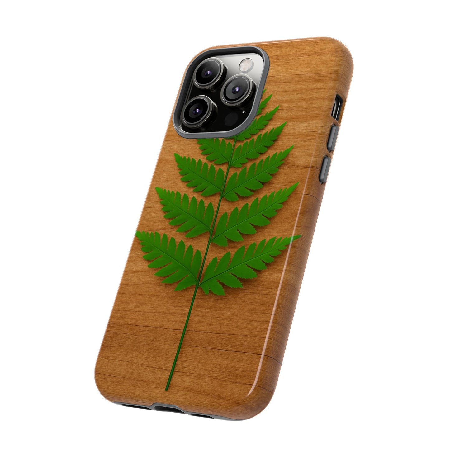 Wooden Fern Phone Case - Eco-Friendly Tough Cases for Nature Lovers, Unique Gift, Customizable Design, Nature-Themed Accessories