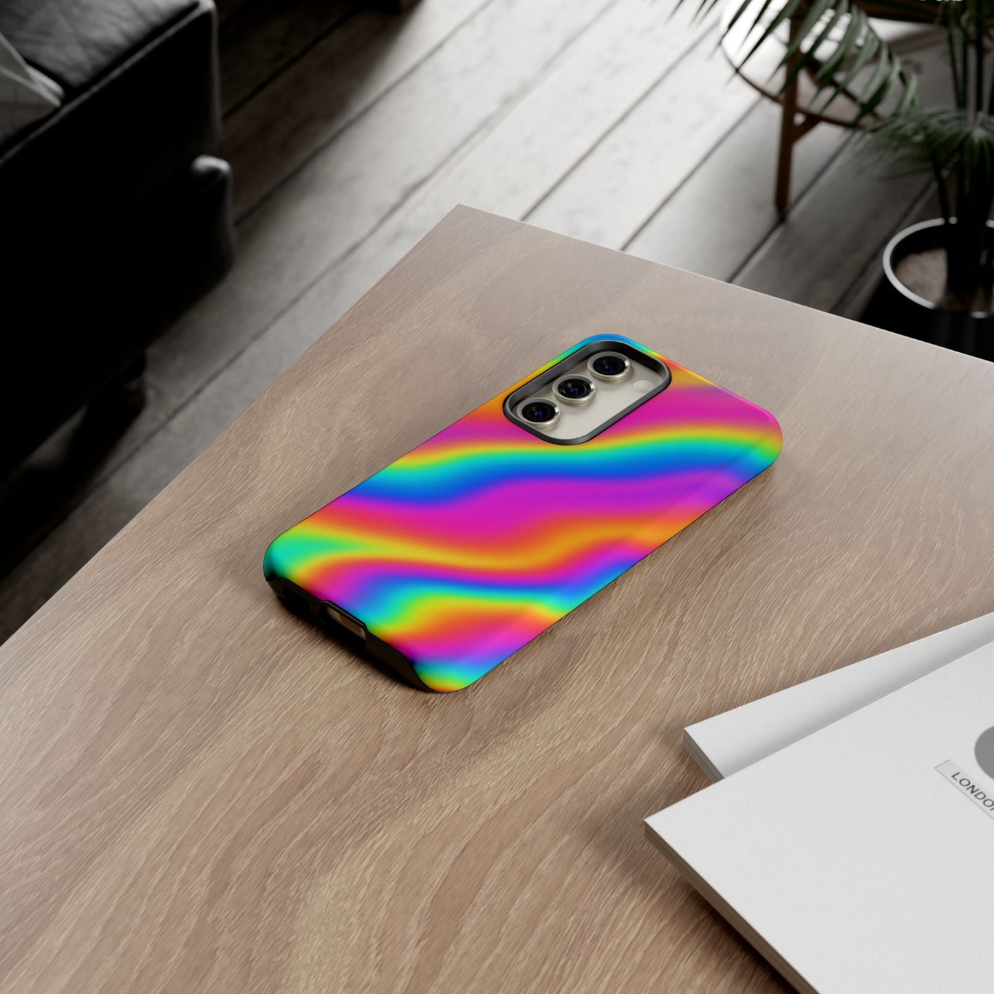 Rainbow Wavy Phone Case - Colorful Tough Cases for Stylish Protection, LGBTQ+ Pride Gift, Trendy Phone Accessory, Birthday, Holiday Present