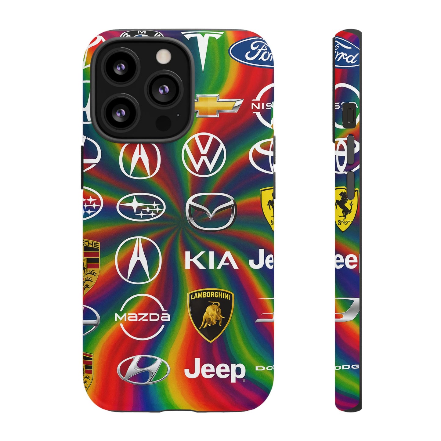 Colorful Car Logos Phone Case - Vibrant Tough Cases for Auto Enthusiasts, Unique Gift for Birthdays, Car Events, and Holidays