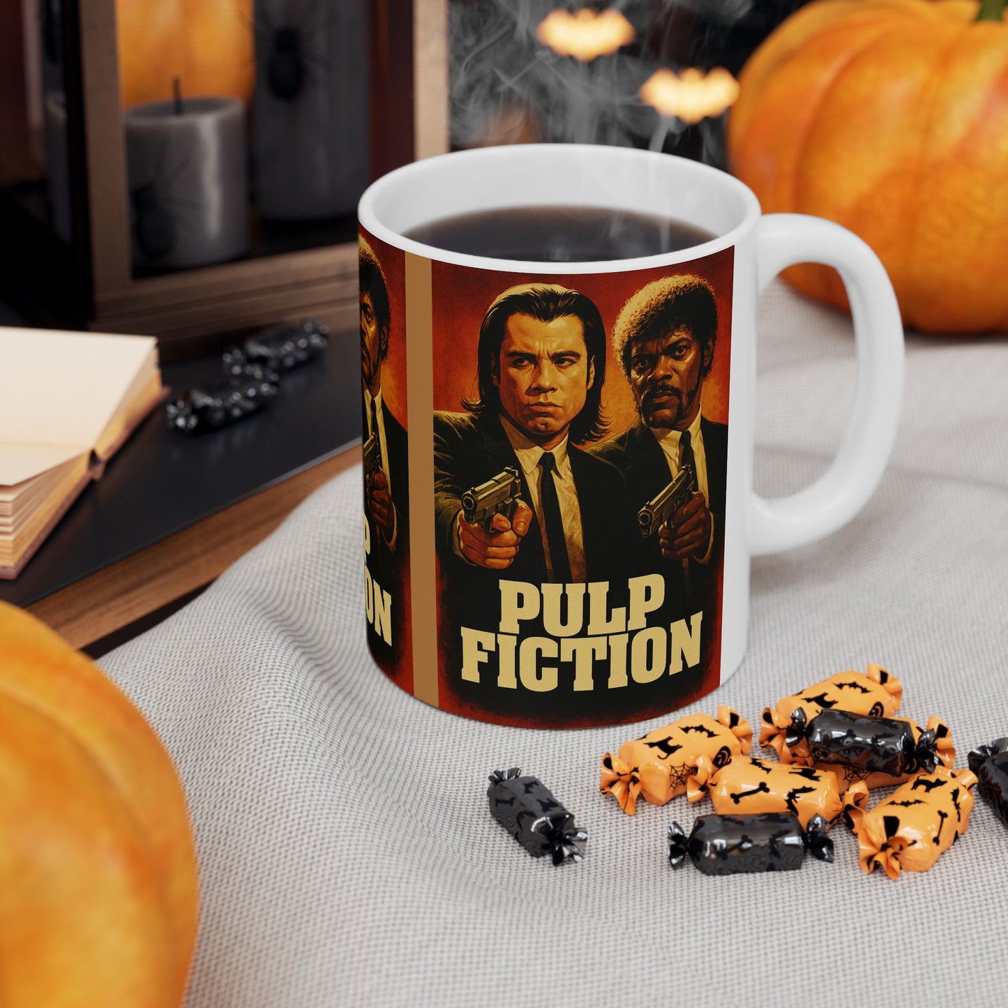 Pulp Fiction Ceramic Mug, Movie Lover Gift, Coffee Cup, Retro Film Merchandise, 11oz & 15oz Options