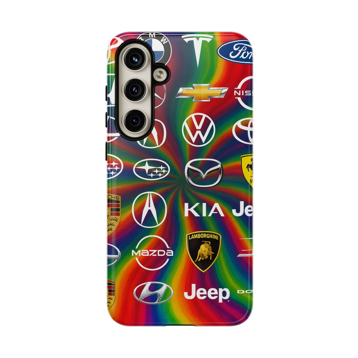 Colorful Car Logos Phone Case - Vibrant Tough Cases for Auto Enthusiasts, Unique Gift for Birthdays, Car Events, and Holidays