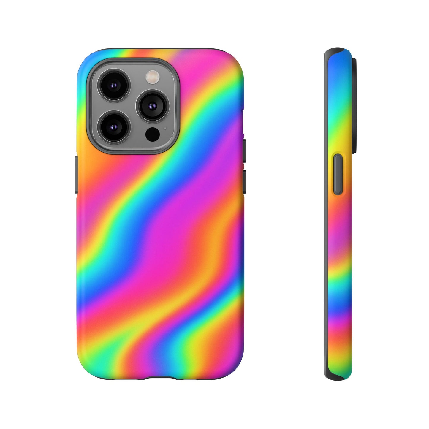 Rainbow Wavy Phone Case - Colorful Tough Cases for Stylish Protection, LGBTQ+ Pride Gift, Trendy Phone Accessory, Birthday, Holiday Present