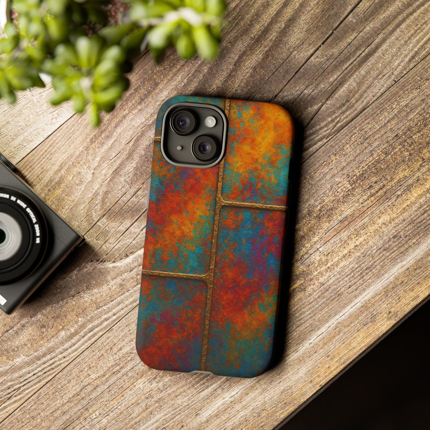Colorful Textured Phone Case, Vibrant iPhone Cover, Tough Protective Shell, Unique Mobile Accessory, Artisan Phone Protection