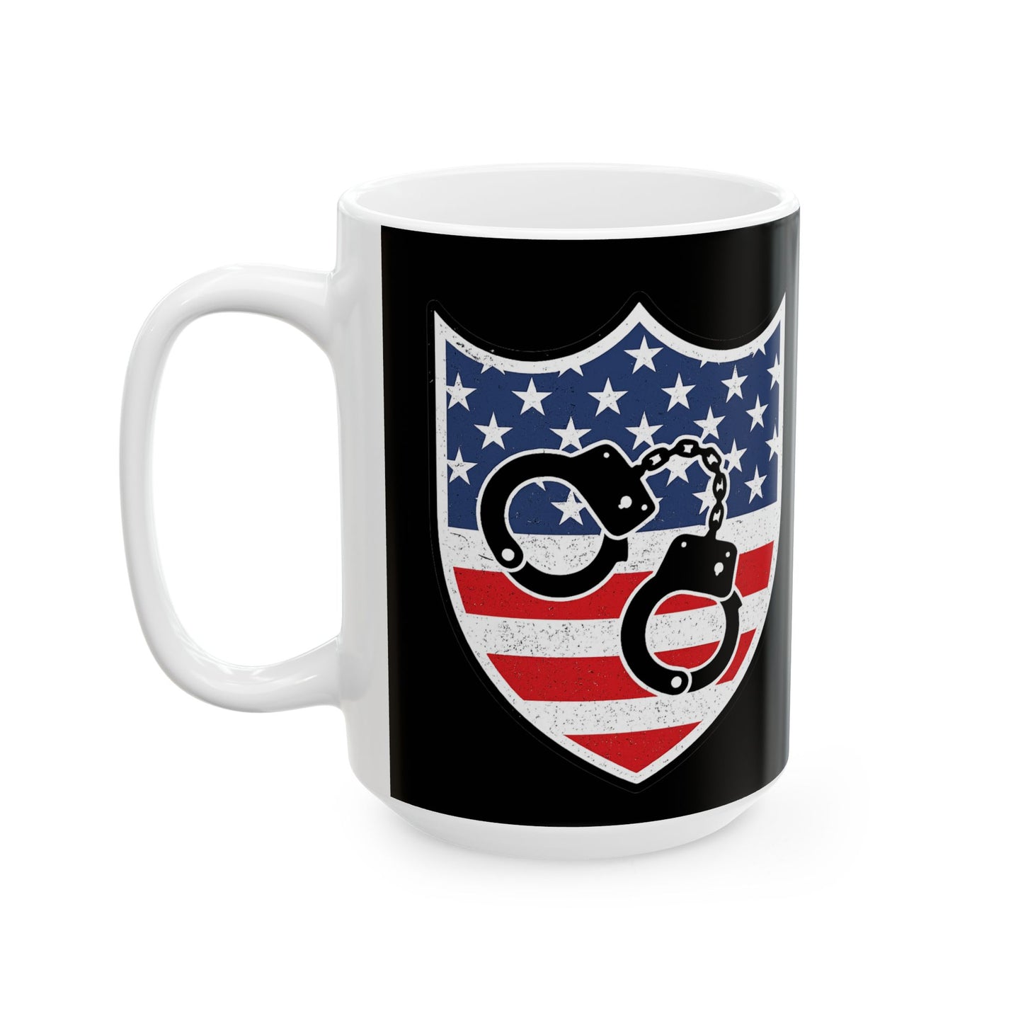 Patriotic Ceramic Mug for Police Supporters, Veteran Gift, Law Enforcement Coffee Cup, Independence Day, 11oz 15oz