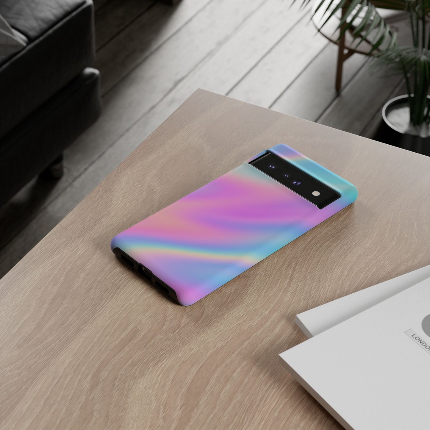 Colorful Holographic Phone Case, Tough Cases for iPhone, Trendy Phone Cover, Unique Gift for Her, Pastel Phone Accessory