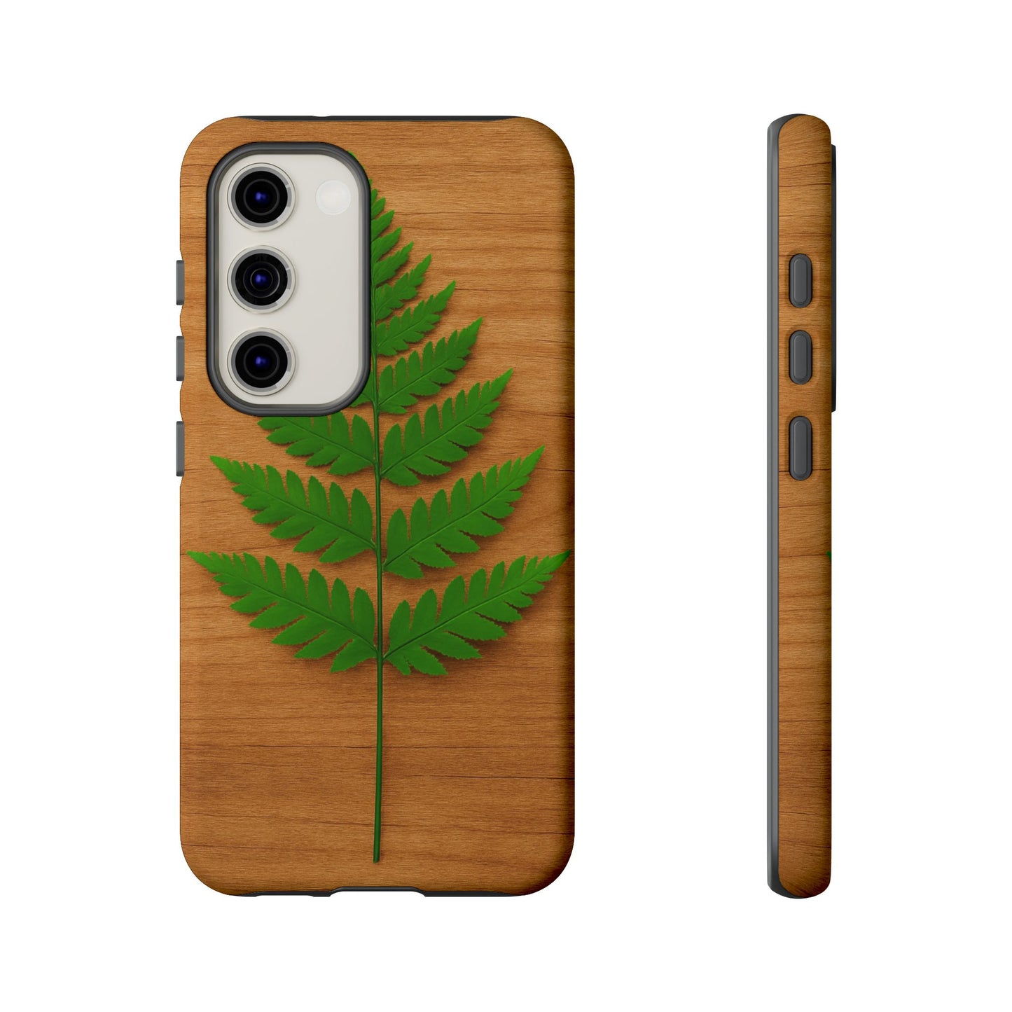 Wooden Fern Phone Case - Eco-Friendly Tough Cases for Nature Lovers, Unique Gift, Customizable Design, Nature-Themed Accessories