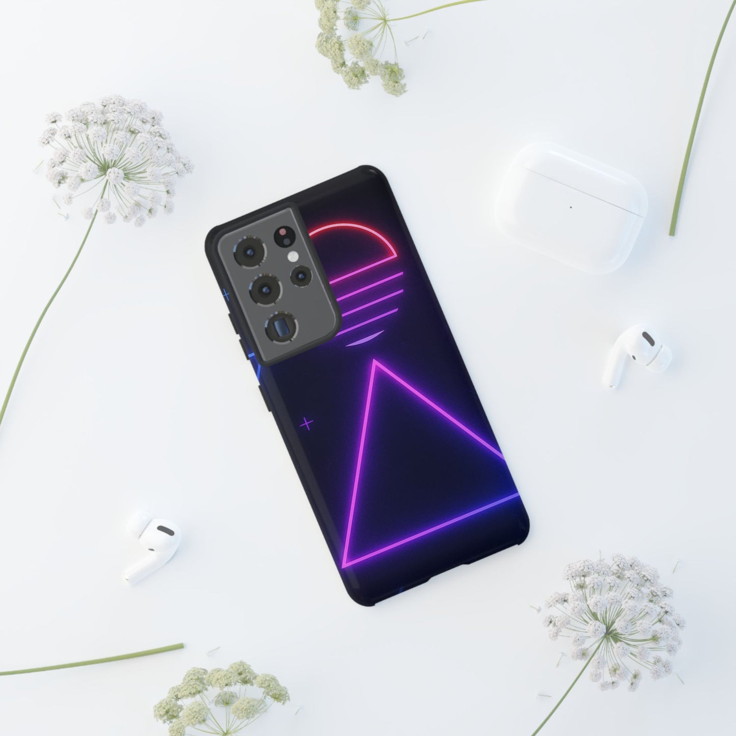 Retro Neon Phone Case, Tough Cases for iPhone, 80s Aesthetic Phone Cover, Abstract Neon Design, Gift for Tech Lovers