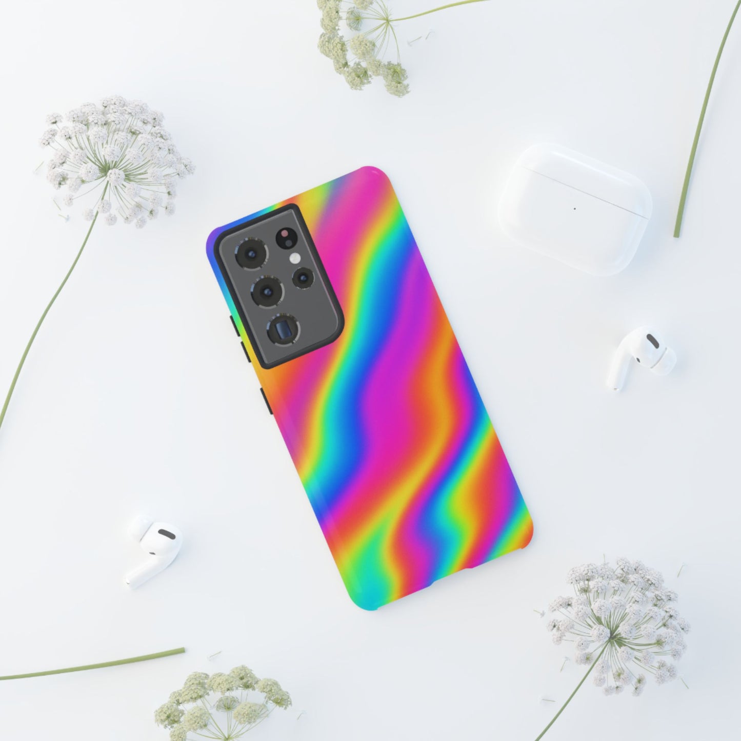 Rainbow Wavy Phone Case - Colorful Tough Cases for Stylish Protection, LGBTQ+ Pride Gift, Trendy Phone Accessory, Birthday, Holiday Present