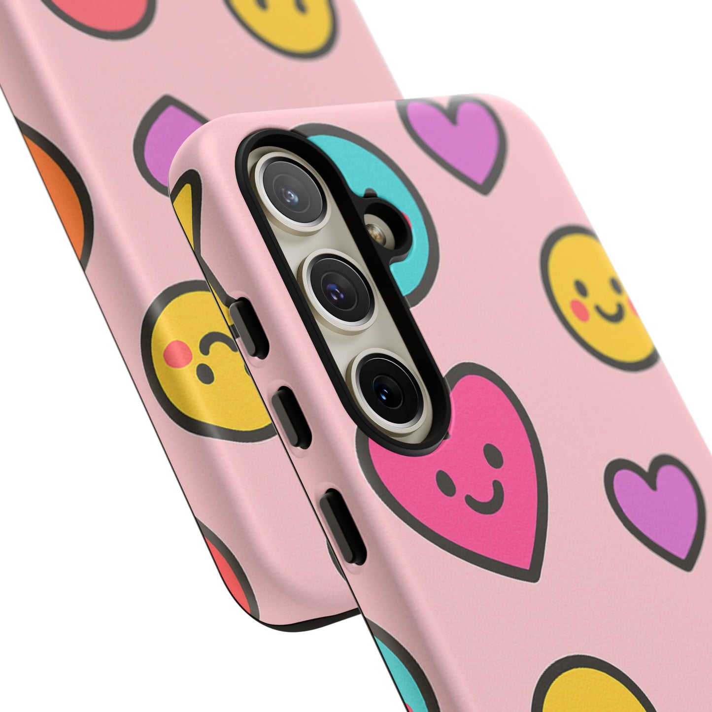 Cute Phone Case with Smiley Faces and Hearts, Fun Gift for Kids and Teens, Cellphone Protector, Birthday Present, Cute Accessories