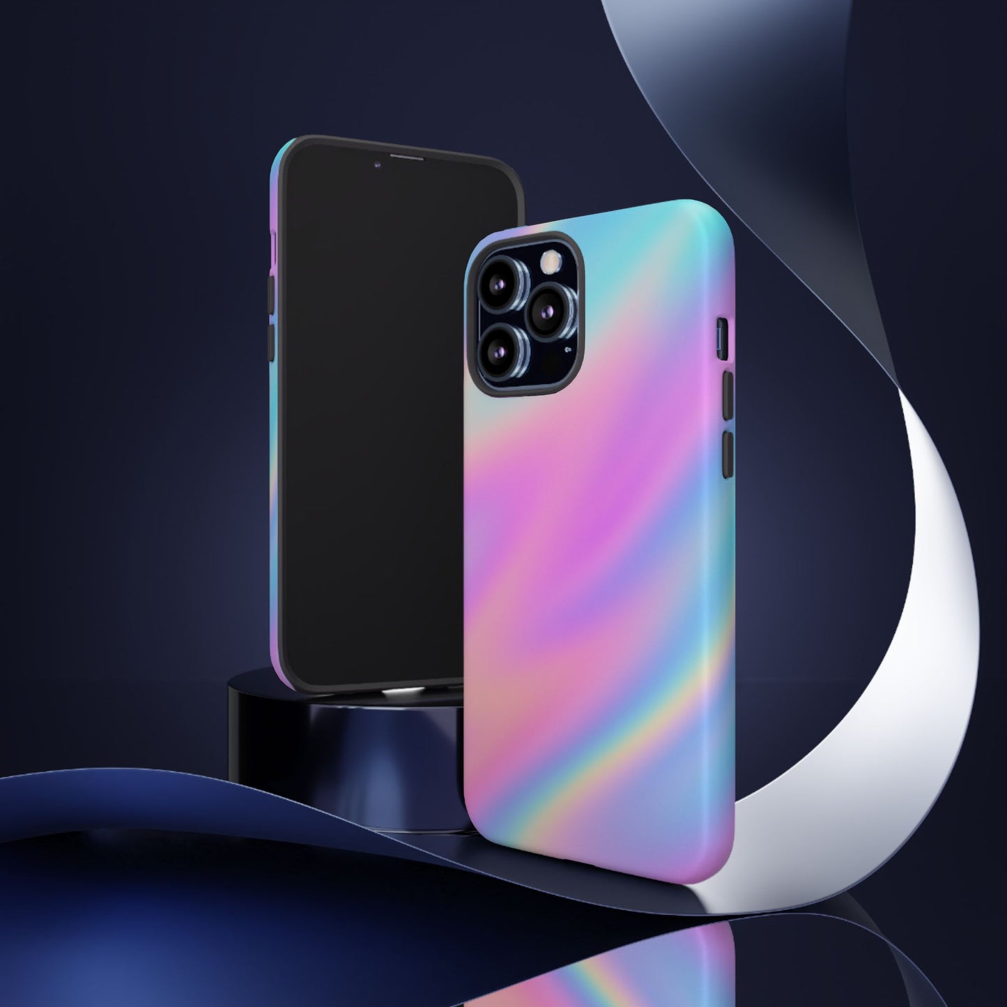 Colorful Holographic Phone Case, Tough Cases for iPhone, Trendy Phone Cover, Unique Gift for Her, Pastel Phone Accessory