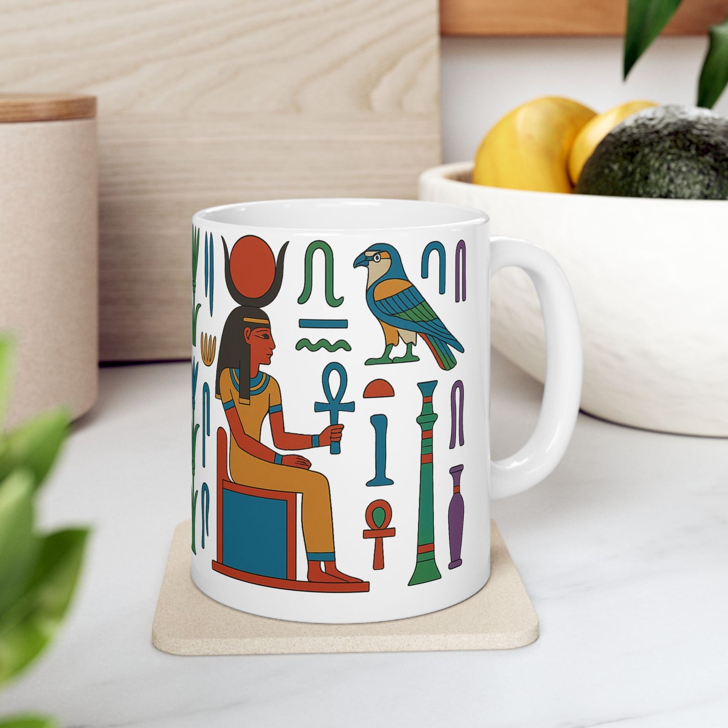 Egyptian-Inspired Ceramic Mug, Perfect Gift for Tea Lovers, Unique Kitchen Decor, Ideal for Birthdays, Special Occasions, Collectibles, Egyptian