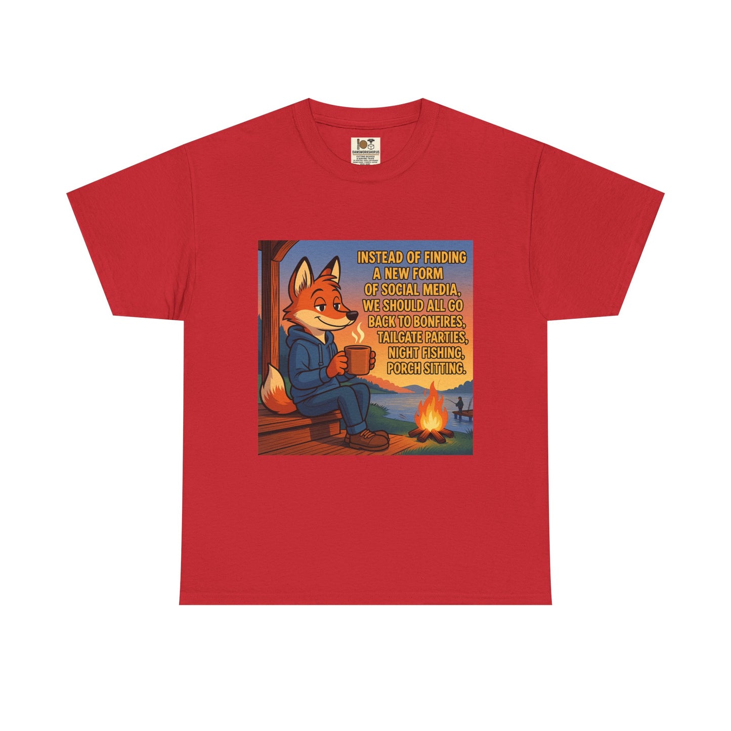 Cozy Campfire Fox Tee, Relaxing T-Shirt for Nature Lovers, Outdoor Adventure Shirt, Fox Lover Gift, Casual Cozy Wear