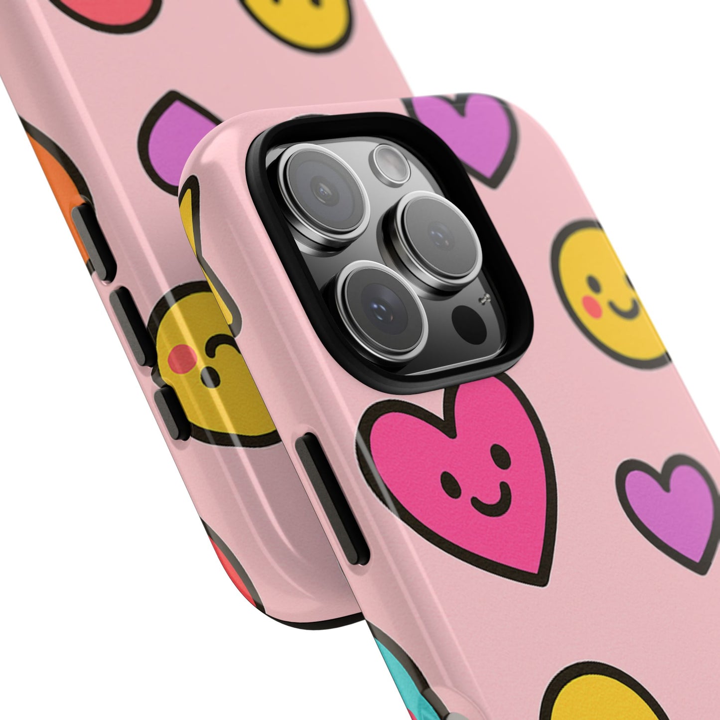 Cute Phone Case with Smiley Faces and Hearts, Fun Gift for Kids and Teens, Cellphone Protector, Birthday Present, Cute Accessories