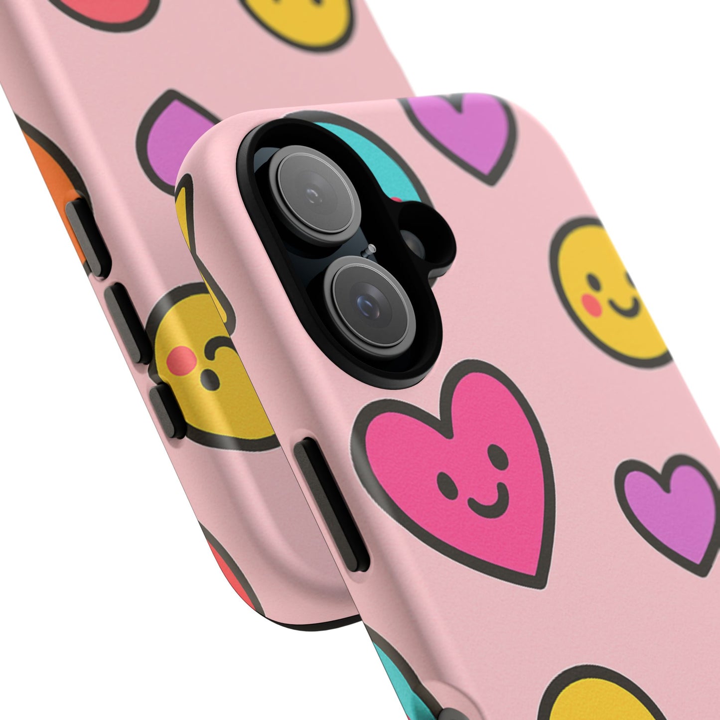 Cute Phone Case with Smiley Faces and Hearts, Fun Gift for Kids and Teens, Cellphone Protector, Birthday Present, Cute Accessories