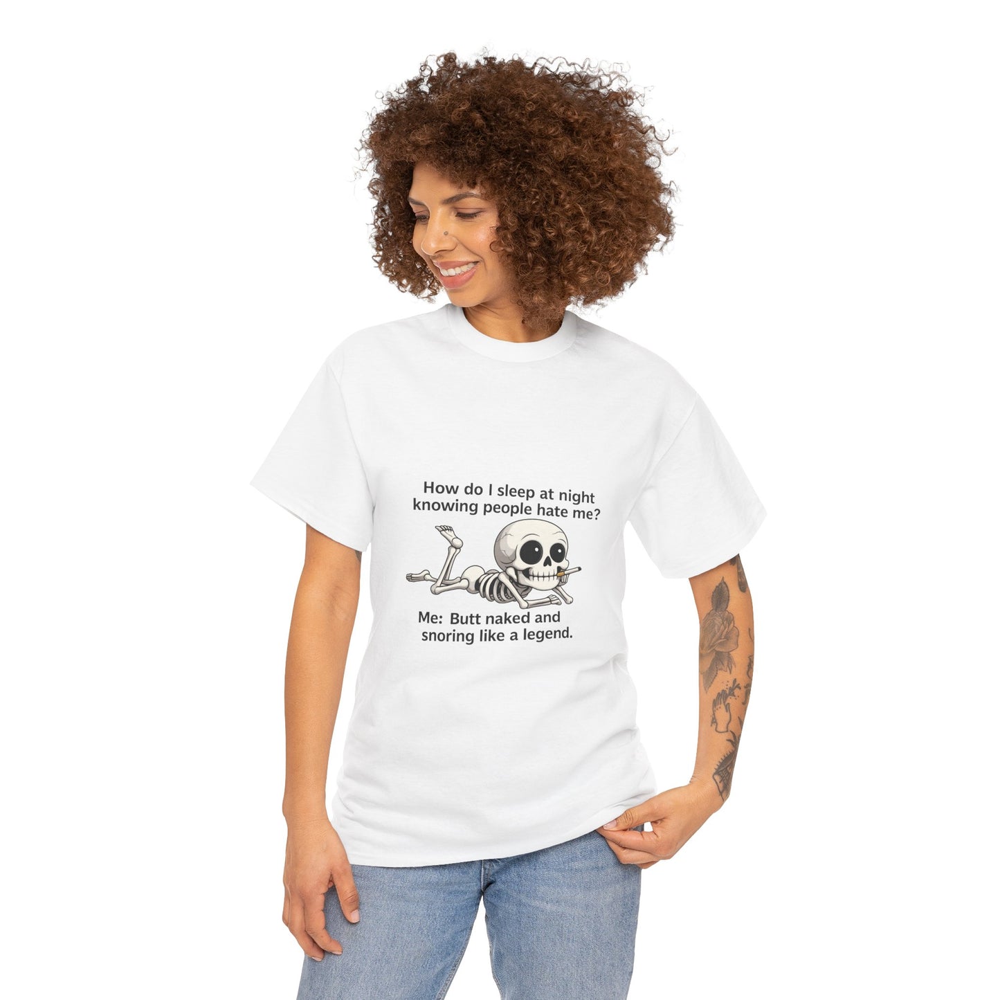 Funny Skeleton Tee, Humorous Cotton Shirt, Casual Unisex T-shirt, Gift for Friends, Halloween Apparel, Comfy Daily Wear