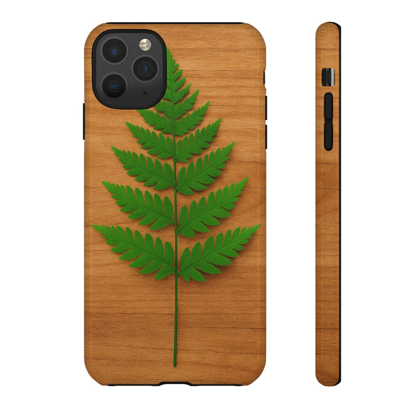 Wooden Fern Phone Case - Eco-Friendly Tough Cases for Nature Lovers, Unique Gift, Customizable Design, Nature-Themed Accessories