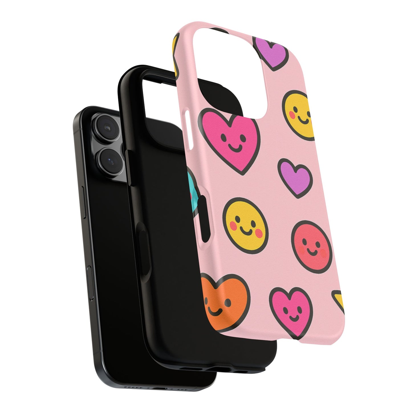 Cute Phone Case with Smiley Faces and Hearts, Fun Gift for Kids and Teens, Cellphone Protector, Birthday Present, Cute Accessories