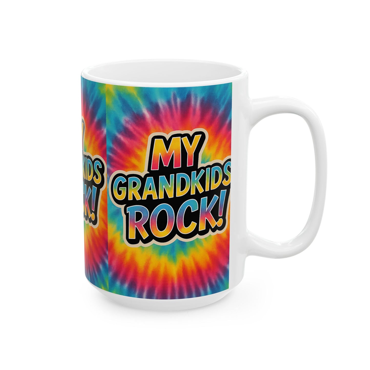 Colorful Grandkids Rock Ceramic Mug - Perfect Gift for Grandparents, Family Gatherings, Birthdays, Mother's Day, Fun Vibes