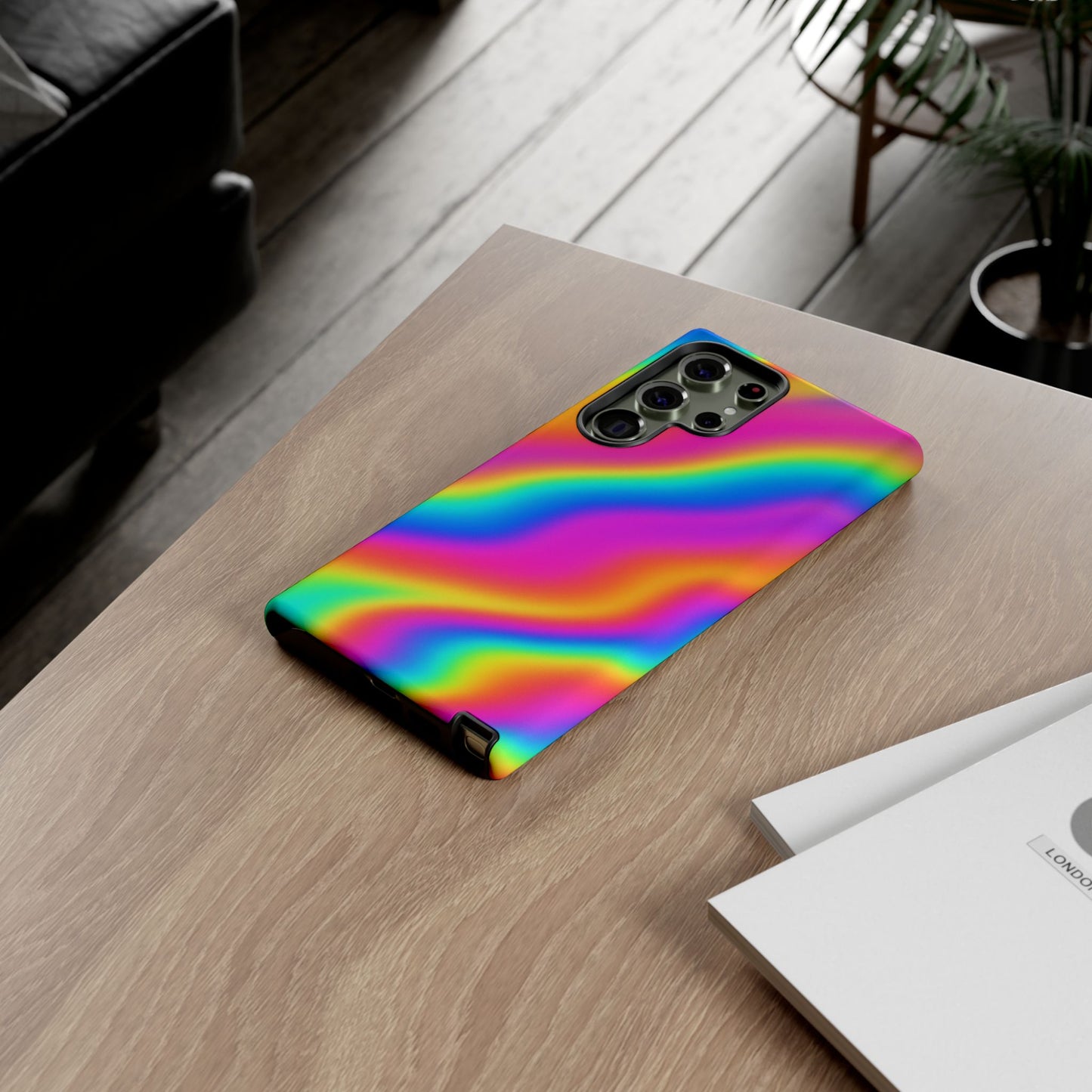 Rainbow Wavy Phone Case - Colorful Tough Cases for Stylish Protection, LGBTQ+ Pride Gift, Trendy Phone Accessory, Birthday, Holiday Present