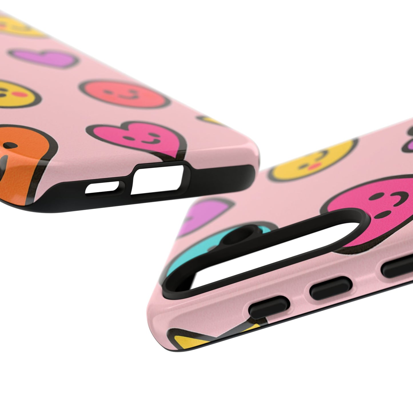 Cute Phone Case with Smiley Faces and Hearts, Fun Gift for Kids and Teens, Cellphone Protector, Birthday Present, Cute Accessories