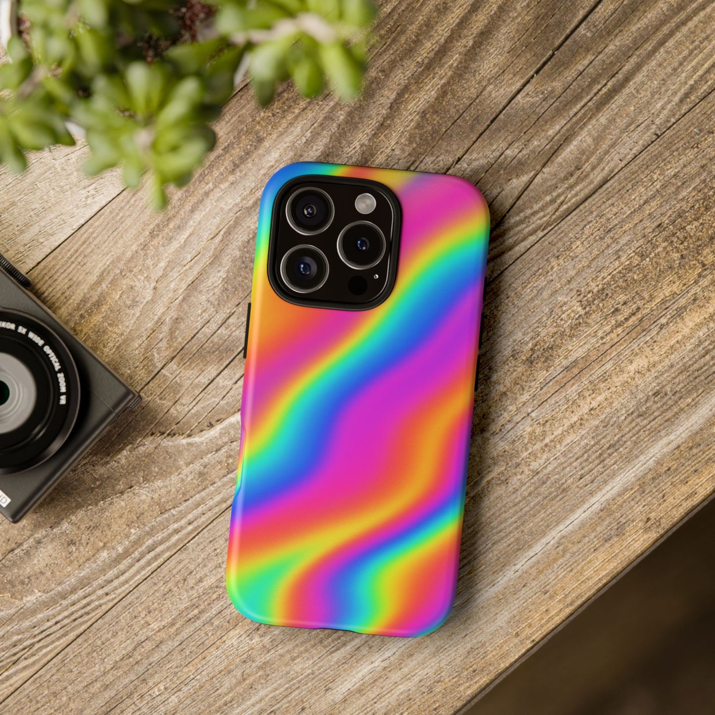 Rainbow Wavy Phone Case - Colorful Tough Cases for Stylish Protection, LGBTQ+ Pride Gift, Trendy Phone Accessory, Birthday, Holiday Present