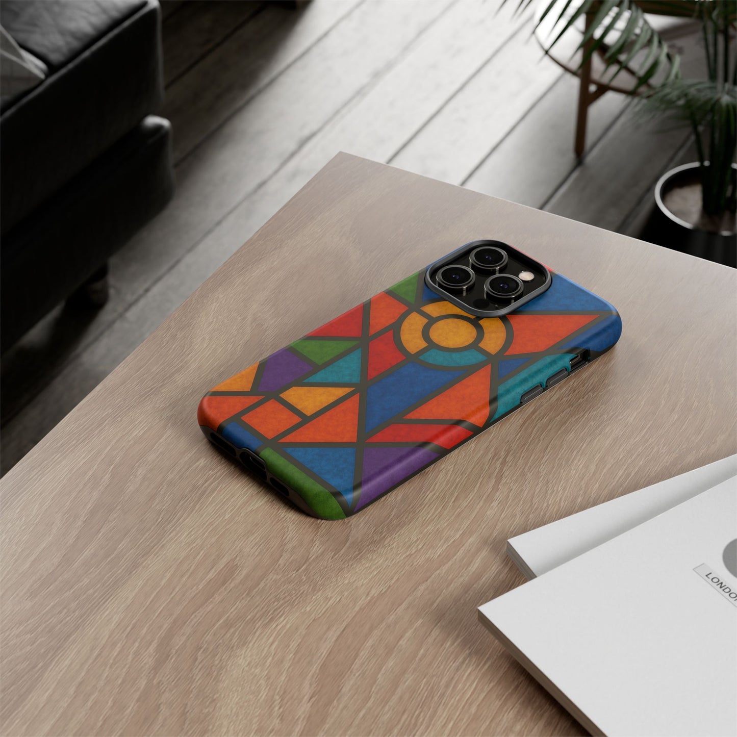 Colorful Stained Glass Phone Case, Artistic Phone Cover, Vibrant Protective Case, Unique Gift for Art Lovers, Stylish Smartphone Accessory