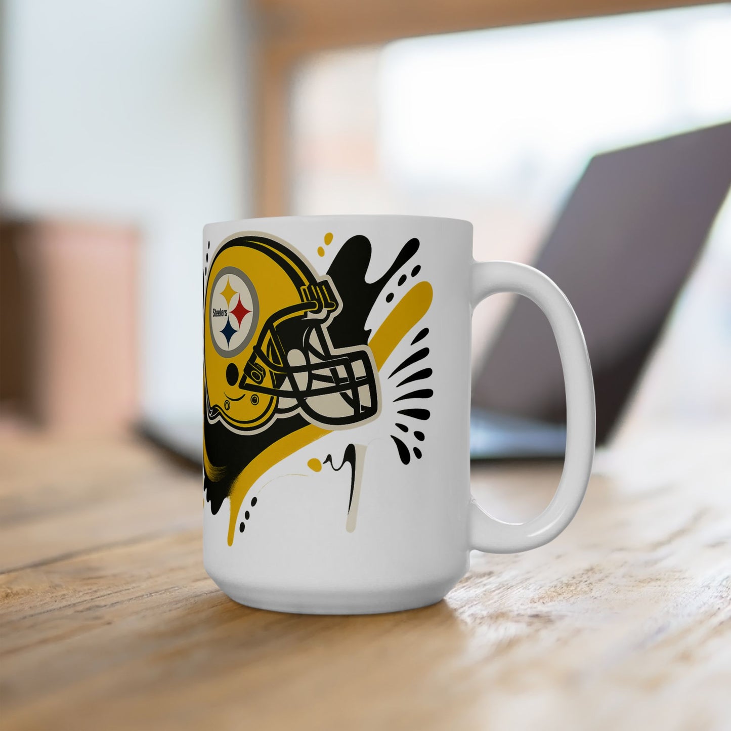 Steelers Football Ceramic Mug, 11oz or 15oz, Gift for Fans, Game Day Coffee Cup, Sports Decor