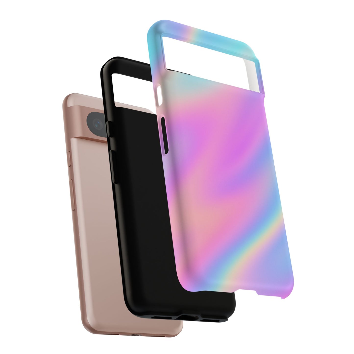Colorful Holographic Phone Case, Tough Cases for iPhone, Trendy Phone Cover, Unique Gift for Her, Pastel Phone Accessory