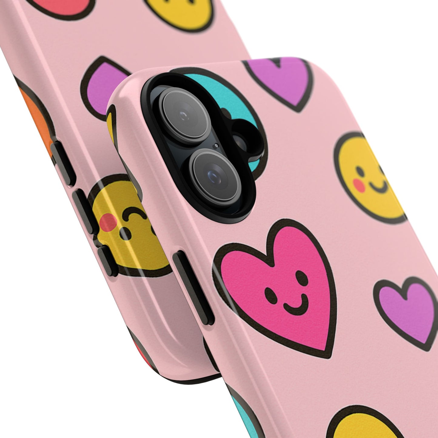 Cute Phone Case with Smiley Faces and Hearts, Fun Gift for Kids and Teens, Cellphone Protector, Birthday Present, Cute Accessories