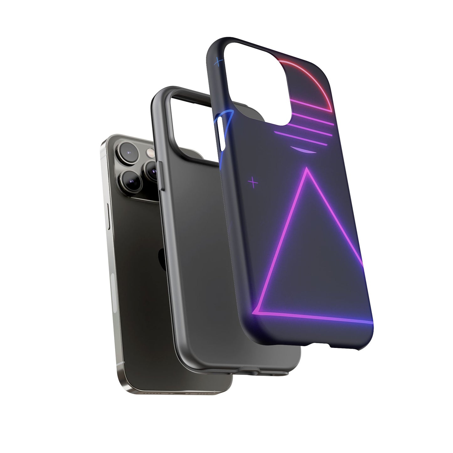 Retro Neon Phone Case, Tough Cases for iPhone, 80s Aesthetic Phone Cover, Abstract Neon Design, Gift for Tech Lovers