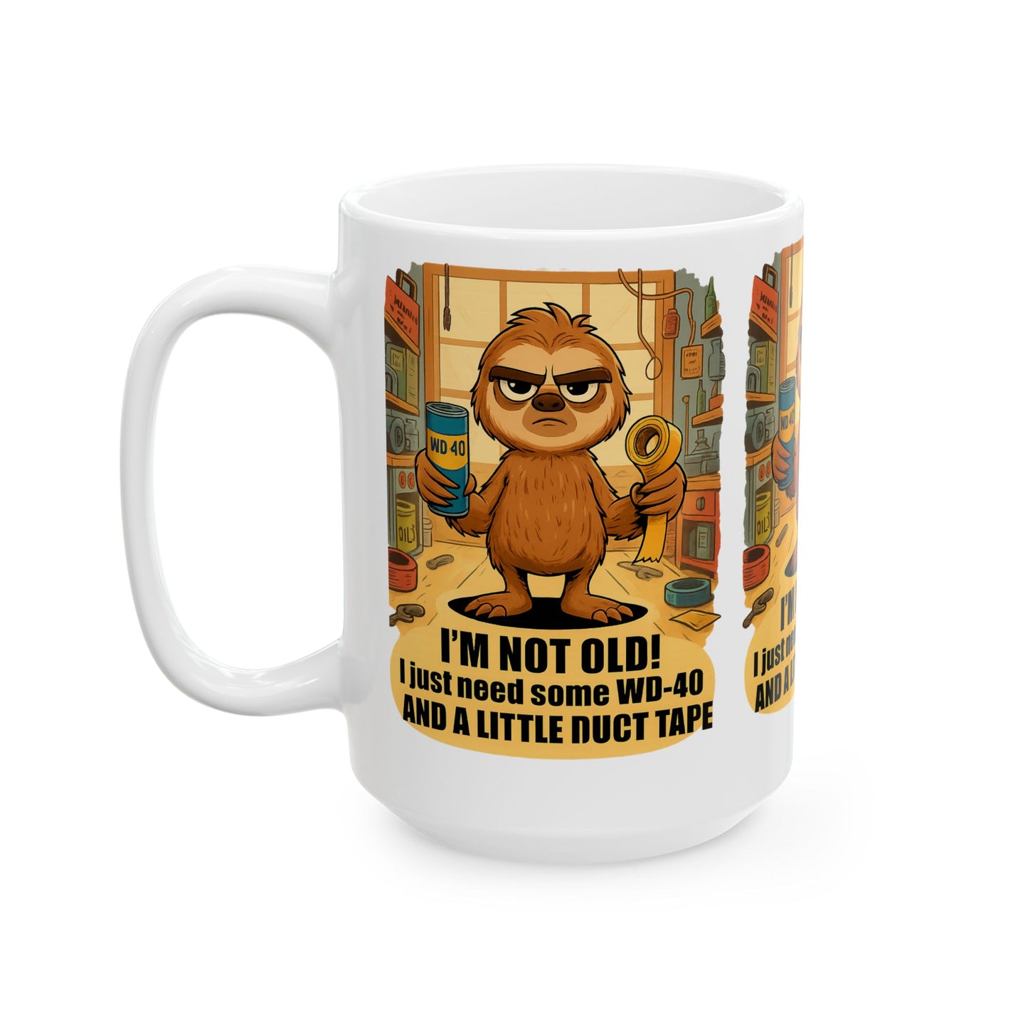 Funny Sloth Mug for DIY Lovers, Gift for Father's Day, Cute Coffee Cup, Home Office Decor, Fun Present for Handyman