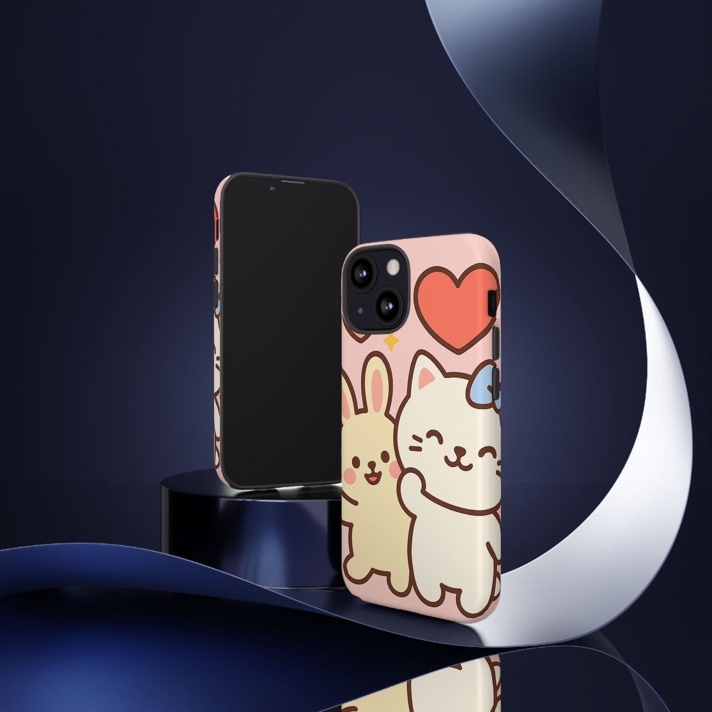 Cute Animal Phone Case -Tough Cases with Bunny and Cat Design, Kawaii Gift for Kids, Birthday, Everyday Use, Phone Accessories, teenage girl