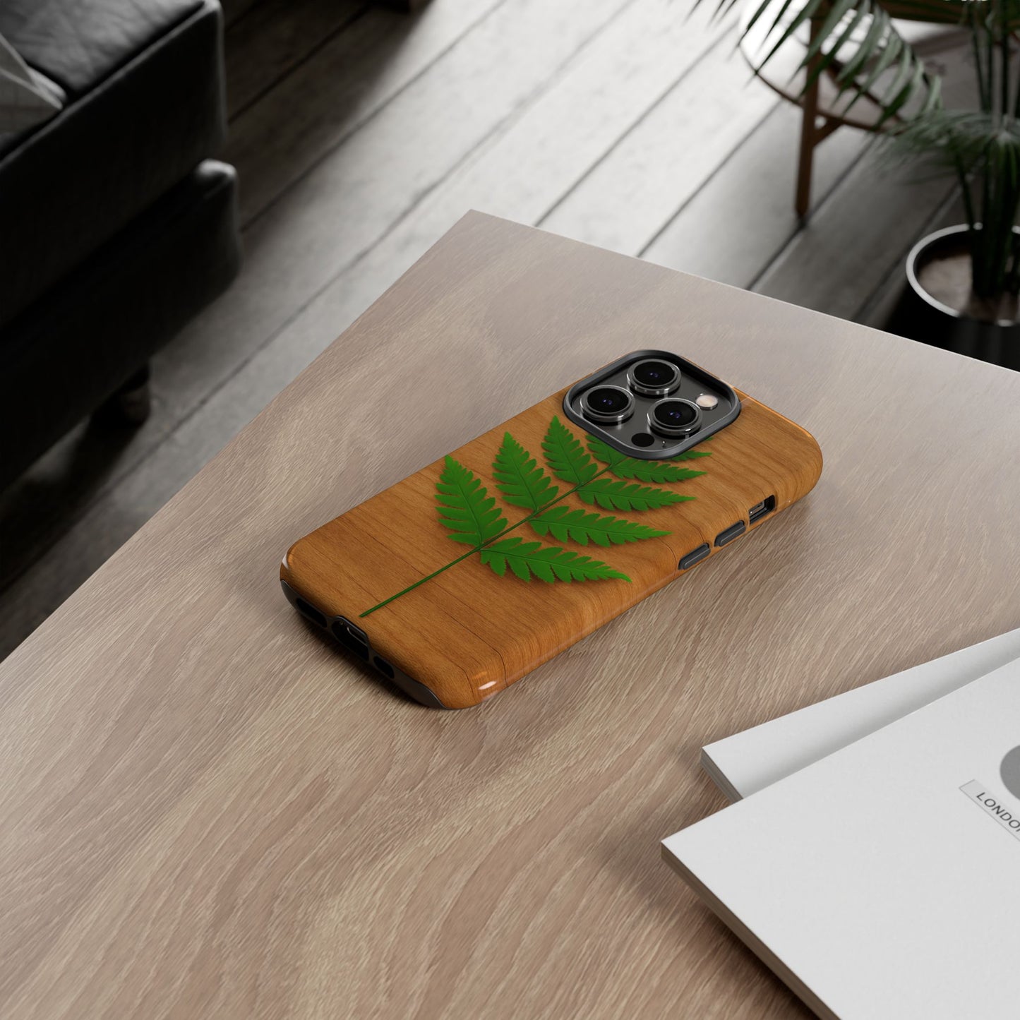 Wooden Fern Phone Case - Eco-Friendly Tough Cases for Nature Lovers, Unique Gift, Customizable Design, Nature-Themed Accessories
