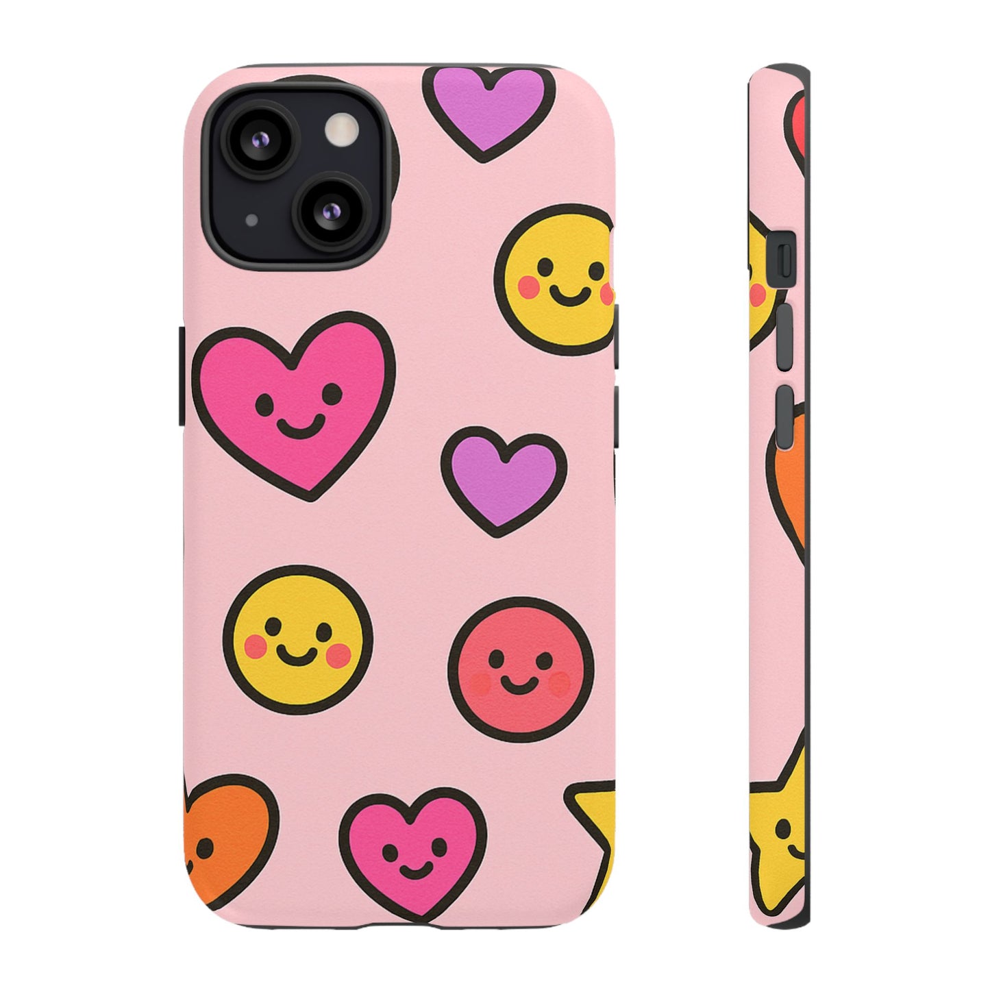 Cute Phone Case with Smiley Faces and Hearts, Fun Gift for Kids and Teens, Cellphone Protector, Birthday Present, Cute Accessories