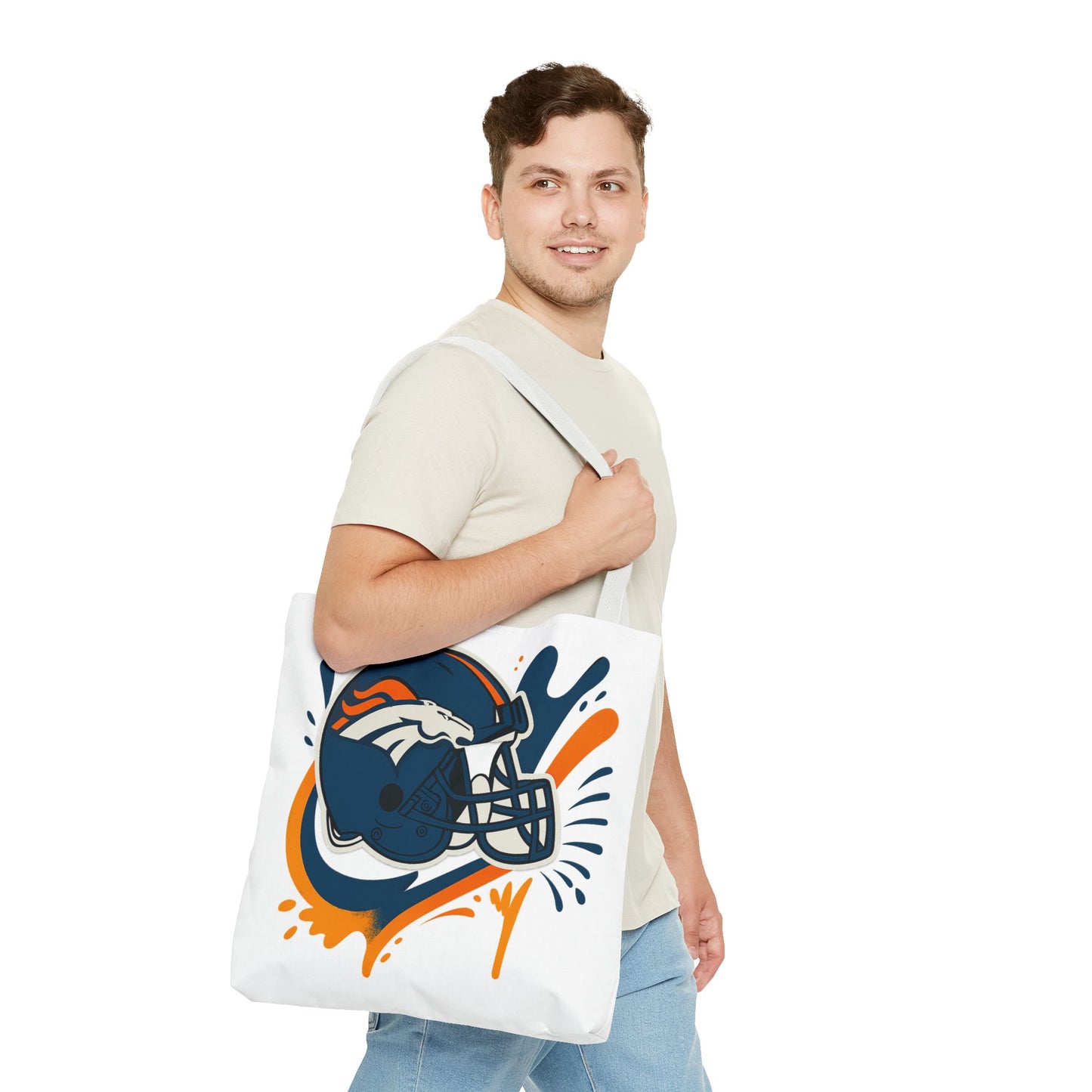 Denver Broncos Sports Tote Bag, Game Day Tote, Football Fan Gift, NFL Accessories, Team Spirit Bag, AOP Design