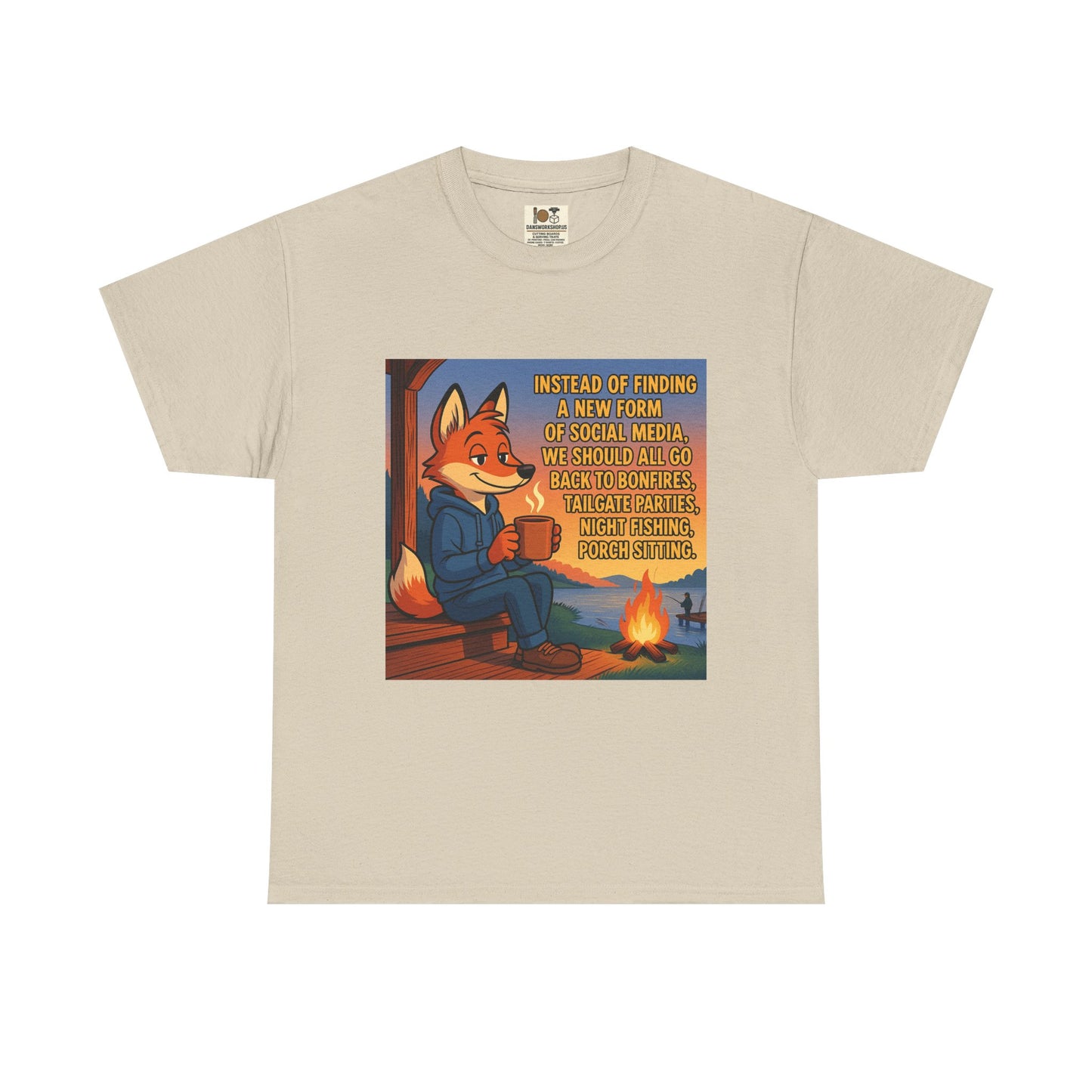 Cozy Campfire Fox Tee, Relaxing T-Shirt for Nature Lovers, Outdoor Adventure Shirt, Fox Lover Gift, Casual Cozy Wear