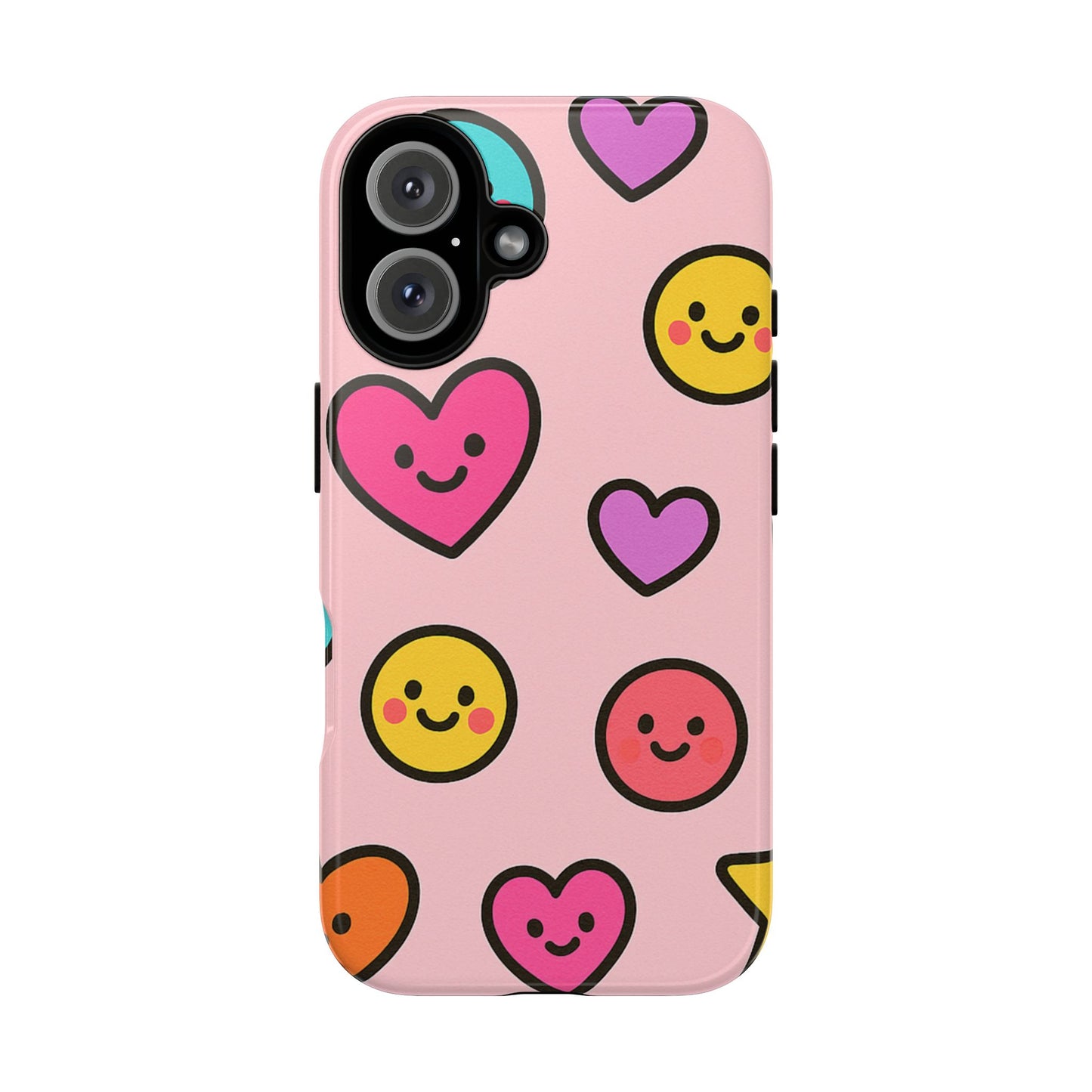 Cute Phone Case with Smiley Faces and Hearts, Fun Gift for Kids and Teens, Cellphone Protector, Birthday Present, Cute Accessories