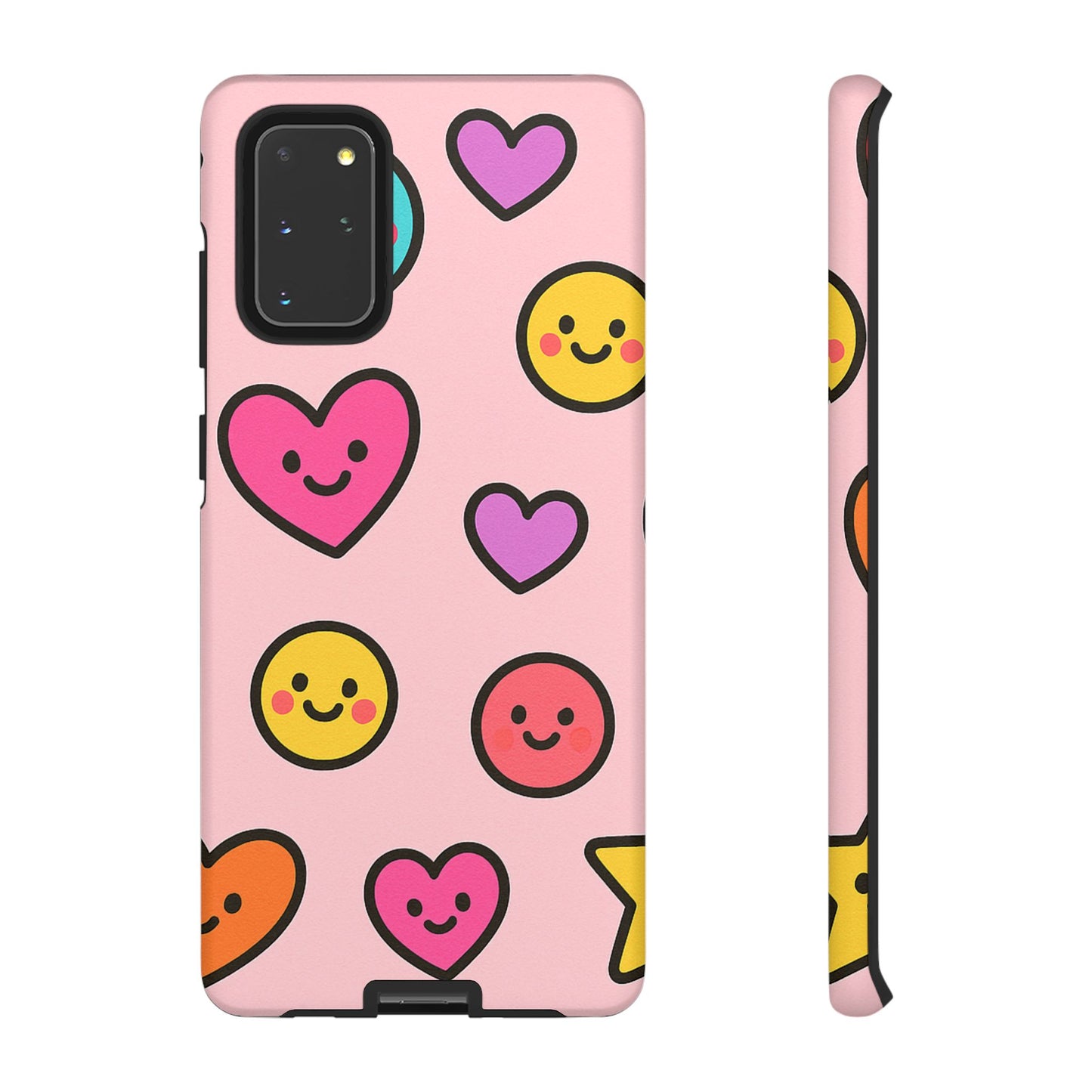 Cute Phone Case with Smiley Faces and Hearts, Fun Gift for Kids and Teens, Cellphone Protector, Birthday Present, Cute Accessories