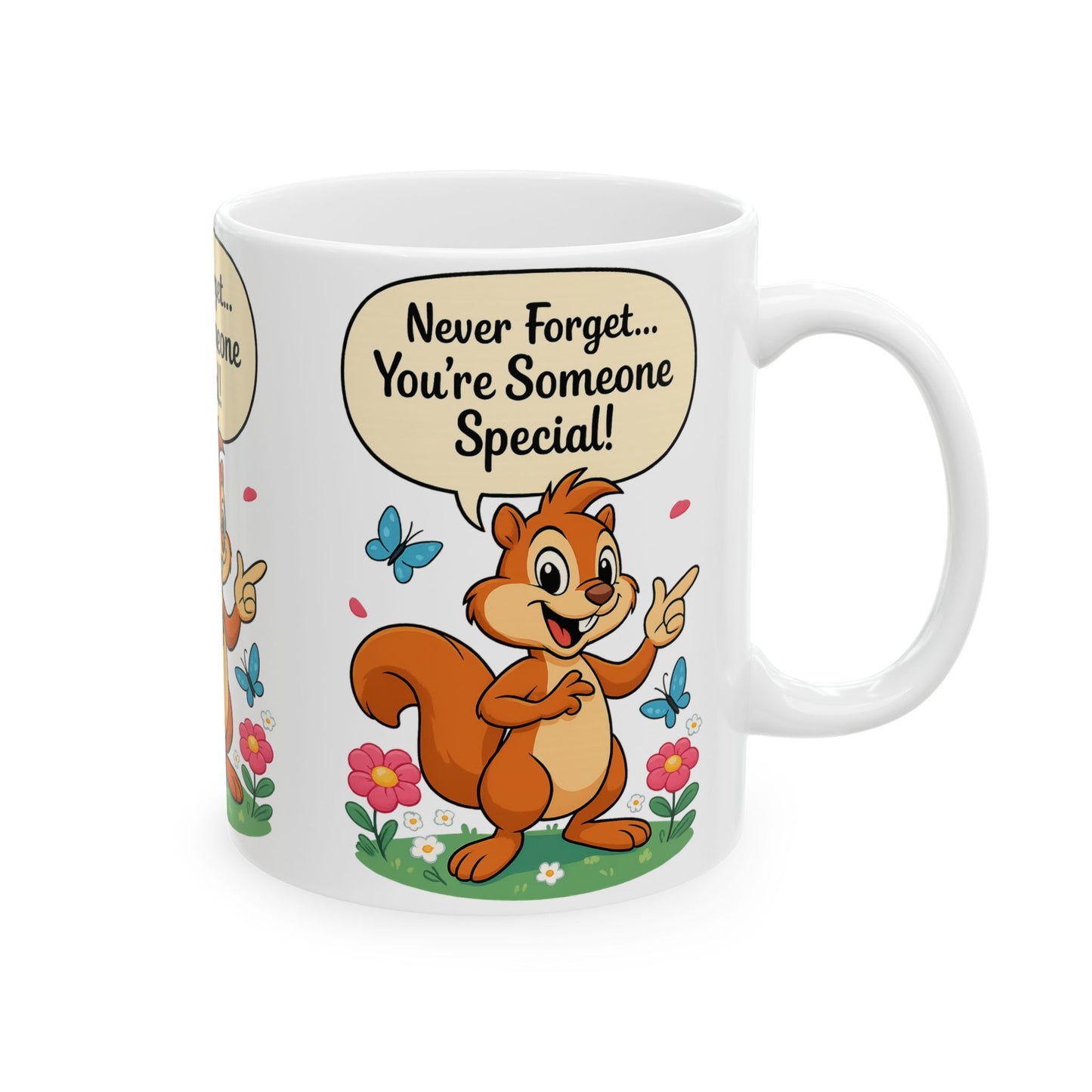 Motivational Ceramic Mug, Cute Squirrel Design, Gift for Friends, Coffee Tea Cup, Encouragement Drinkware, Birthday Present, Positive Quotes