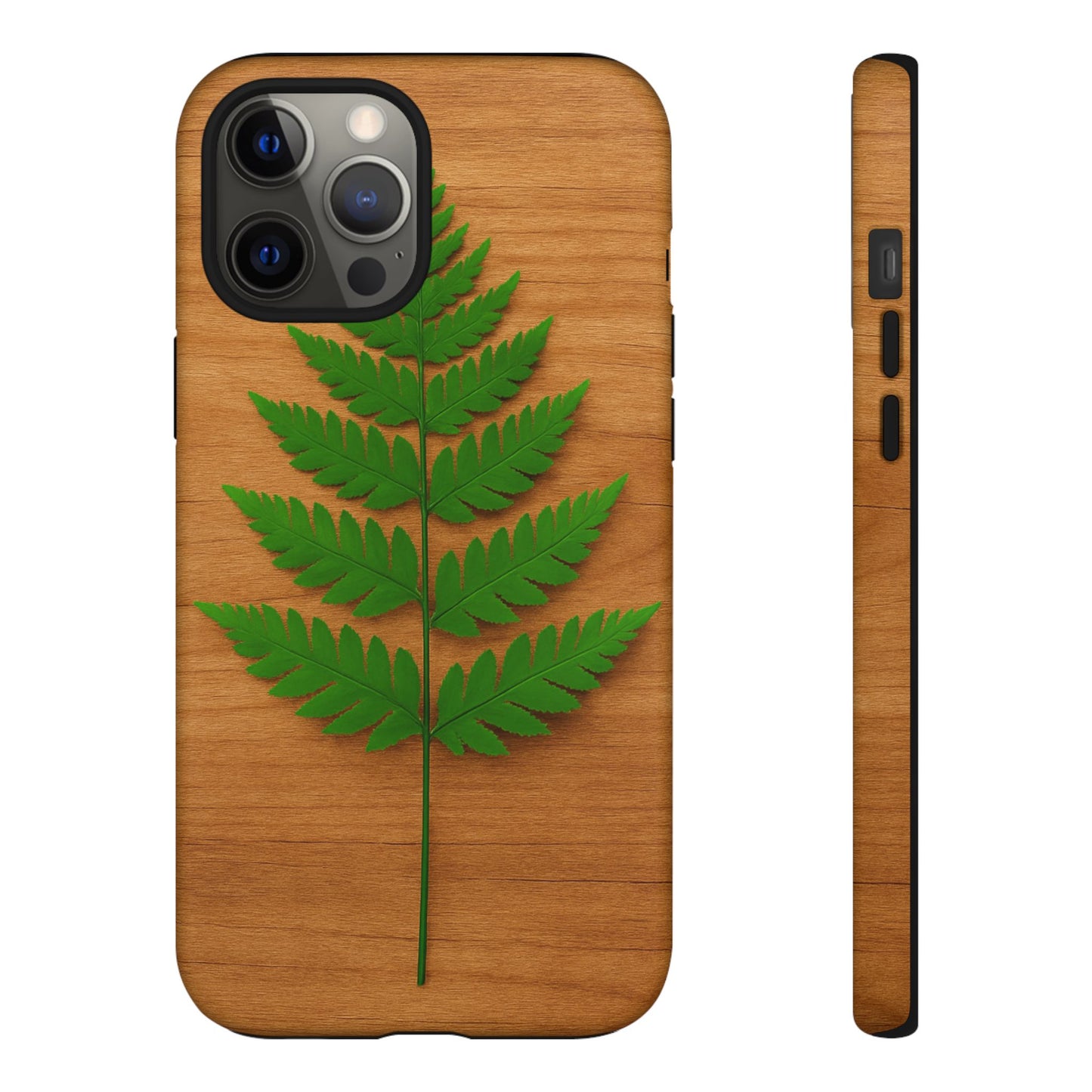 Wooden Fern Phone Case - Eco-Friendly Tough Cases for Nature Lovers, Unique Gift, Customizable Design, Nature-Themed Accessories