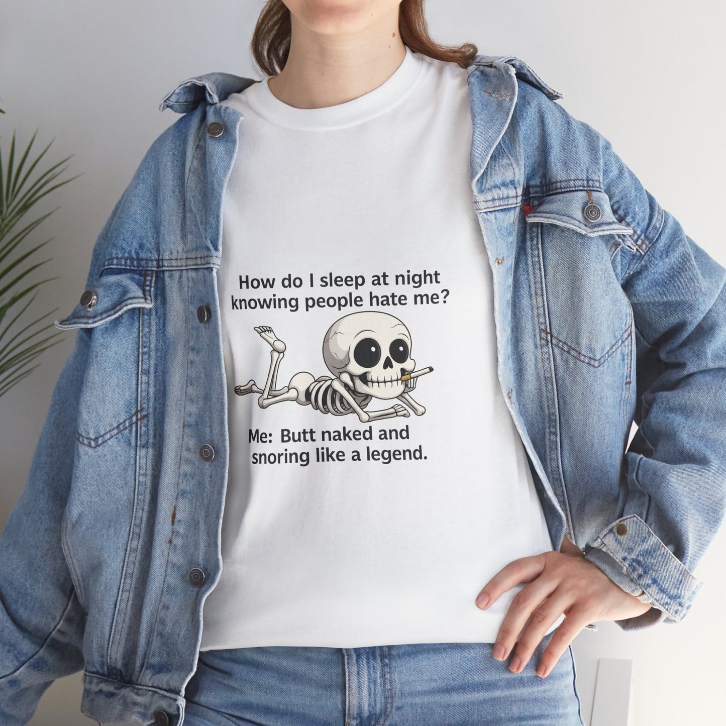 Funny Skeleton Tee, Humorous Cotton Shirt, Casual Unisex T-shirt, Gift for Friends, Halloween Apparel, Comfy Daily Wear